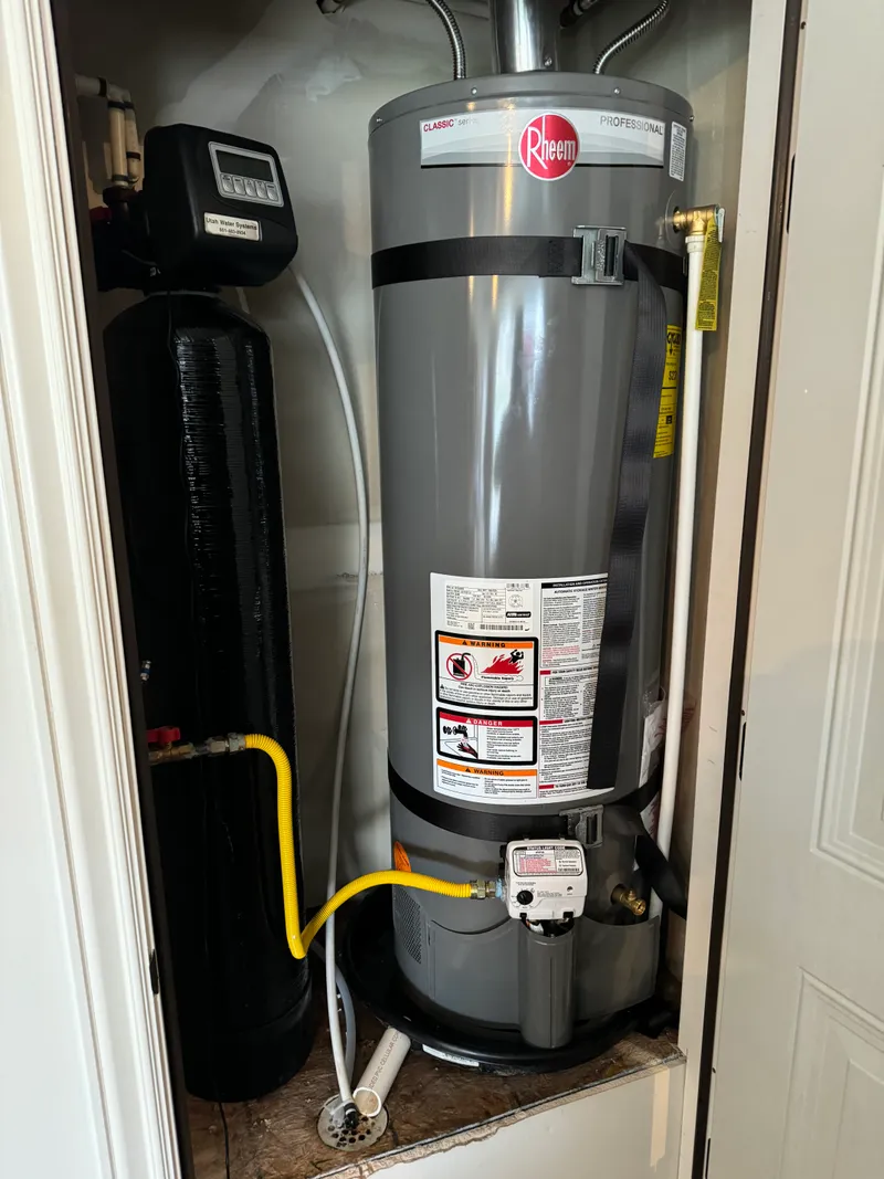 Rheem water heater with gas line installation
