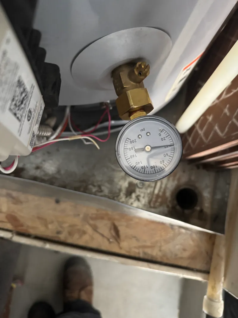 Water heater pressure gauge testing